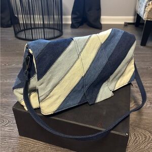 Zara Dark Blue and navy denim Fabric Bag
